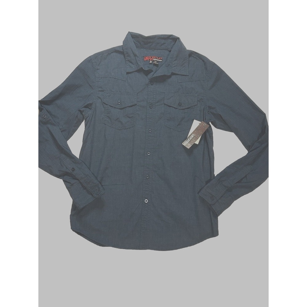 Distortion NEW Men's - Long Sleeved  Shirt - Blue - Button Up New with tags
